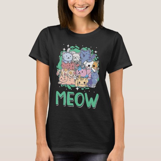 ネコ子猫ネコ猫ママ Tシャツ (正面)