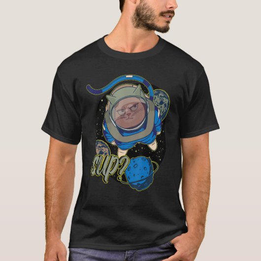 ネコ宇宙宇宙飛行士 Tシャツ (正面)