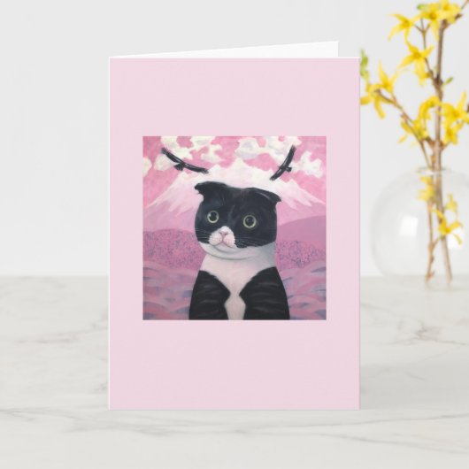 ネコ寅ちゃんピンク#3 カード (黄色い花)