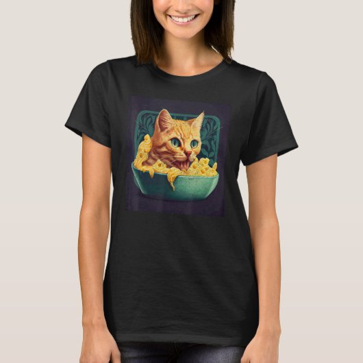 ネコ恐竜Macとチーズ Tシャツ (正面)