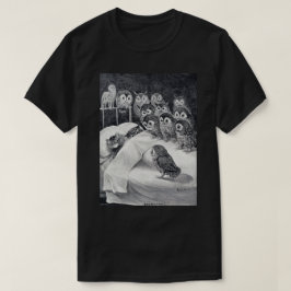 ネコ悪夢フクロウバードルイワイン Tシャツ