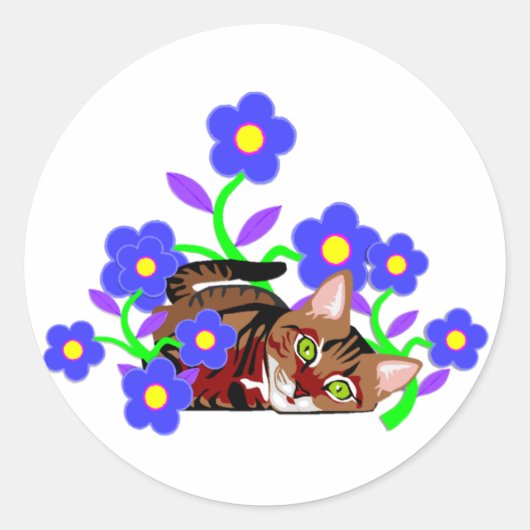 ネコ昼寝 ラウンドシール (正面)