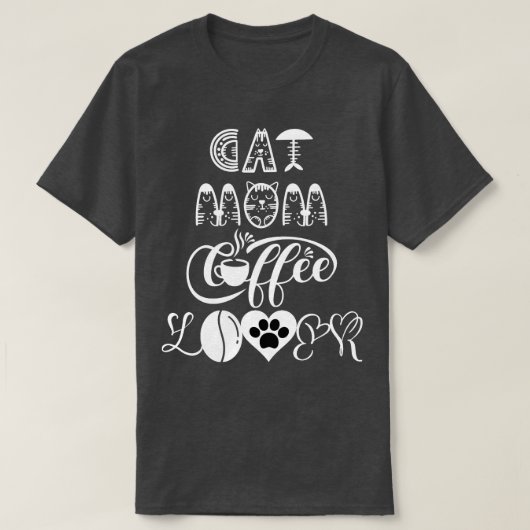 ネコ母コーヒー好きネコデザイン16 Tシャツ (デザイン正面)