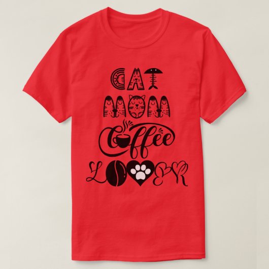 ネコ母コーヒー愛猫デザイン15 Tシャツ (デザイン正面)