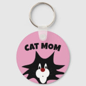 ネコ母ピンクキーチェーン キーホルダー (正面)