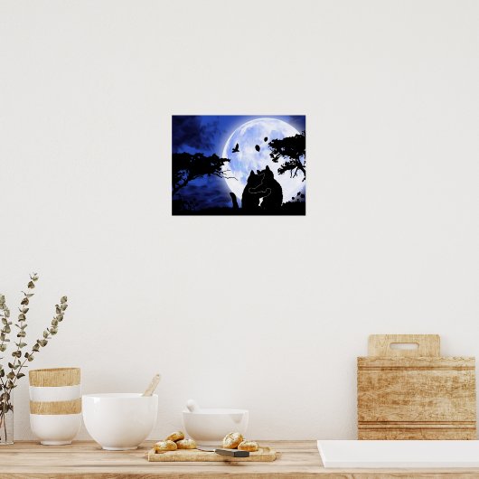 ネコ満月 ポスター (キッチン)