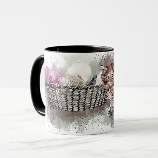 ネコ猫の遊ボール串ハンカゴ マグカップ (正面左)