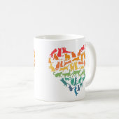 ネコ猫好きペットのハートカラフル コーヒーマグカップ (正面右)