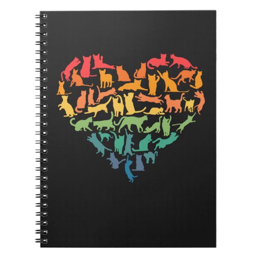 ネコ猫好きペットのハートカラフル ノートブック (正面)