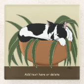 ネコ白黒おもしろい工場 ガラスコースター (正面)