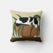 ネコ白黒おもしろい工場 クッション (正面)