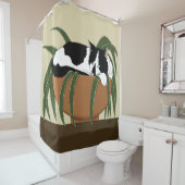 ネコ白黒おもしろい工場 シャワーカーテン (インサイチュ)