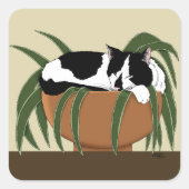 ネコ白黒おもしろい工場 スクエアシール (正面)