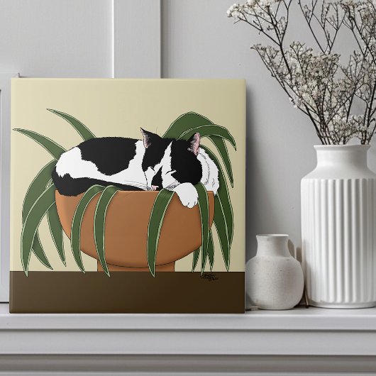 ネコ白黒おもしろい工場 タイル