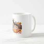 ネコ秋秋かぼちゃサンクスギビングひまわりC コーヒーマグカップ (正面右)