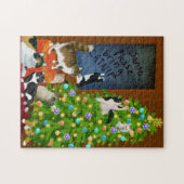 ネコ科のクリスマスのパズル ジグソーパズル (横)