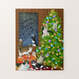 ネコ科のクリスマスのパズル ジグソーパズル