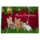 ネコ科のクリスマス ラージペーパーバッグ (正面)