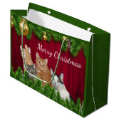ネコ科のクリスマス ラージペーパーバッグ (正面アングル)