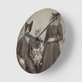 ネコ科のピクニック時計 ラウンド壁時計 (傾斜)