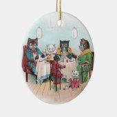 ネコ科は朝食をすますために座ります セラミックオーナメント (右)