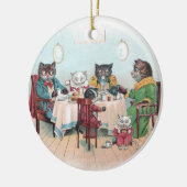 ネコ科は朝食をすますために座ります セラミックオーナメント (左)