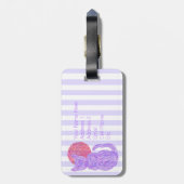 ネコ科紫色猫および月の猫好きの子ネコ ラゲッジタグ (裏面縦)