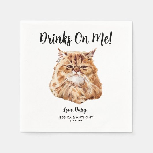 ネコ結婚のカクテルナプキン スタンダードカクテルナプキン (正面)