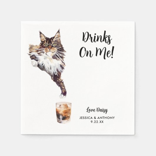 ネコ結婚のカクテルナプキン スタンダードカクテルナプキン (正面)