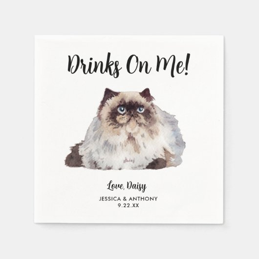 ネコ結婚のカクテルナプキン スタンダードカクテルナプキン (正面)