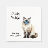 ネコ結婚のカクテルナプキン スタンダードカクテルナプキン (正面)