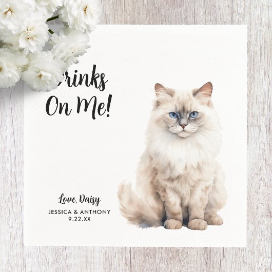 ネコ結婚のカクテルナプキン スタンダードカクテルナプキン