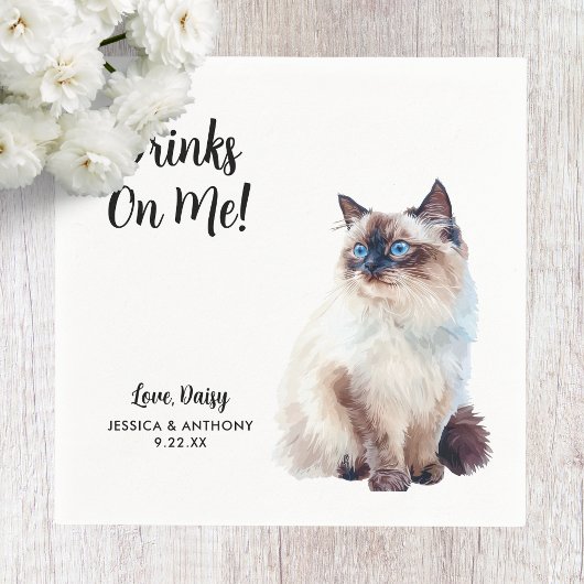 ネコ結婚のカクテルナプキン スタンダードカクテルナプキン