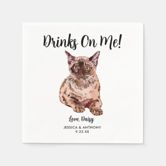 ネコ結婚のカクテルナプキン スタンダードカクテルナプキン (正面)