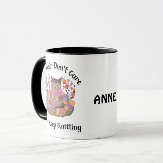 ネコ編み物 マグカップ (正面左)