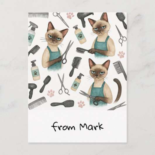 ネコ美容師 ポストカード (正面)