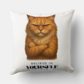 ネコ自信Tシャツ クッション (裏面)