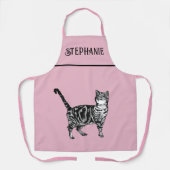 ネコ虎猫パステルキャッツキャッツウォメンズライトピンク エプロン (正面)