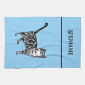 ネコ虎猫パステルキャッツキャッツウォメンズライトピンク キッチンタオル (横)