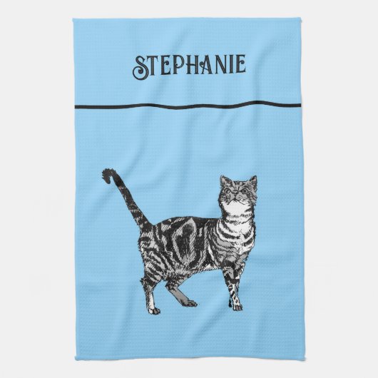 ネコ虎猫パステルキャッツキャッツウォメンズライトピンク キッチンタオル (縦)