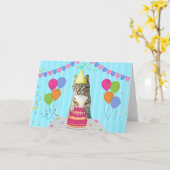 ネコ誕生日ホリデーカード カード (黄色い花)