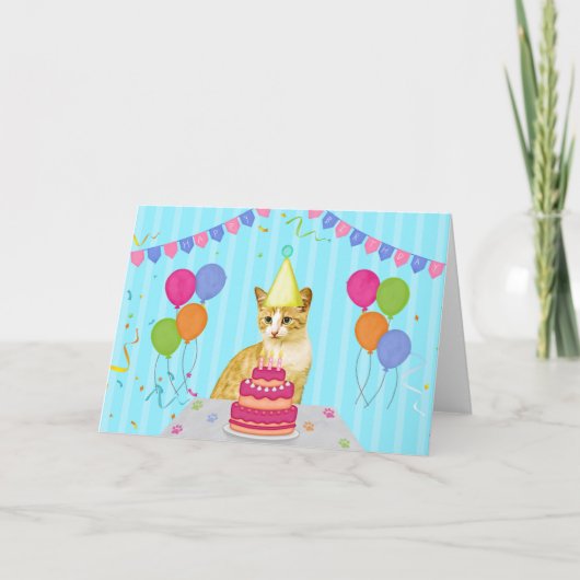 ネコ誕生日ホリデーカード カード (正面)