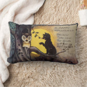 ネコ警告ズフクロウヴィンテージハロウィンランバーピロー ランバークッション (ブランケット)