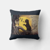 ネコ警告ズフクロウヴィンテージハロウィーン枕 クッション (裏面)