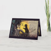 ネコ警告フクロウのハロウィンのグリーティングカード カード (正面)