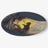 ネコ警告フクロウのハロウィンプレート ペーパープレート (アングル)