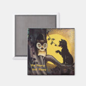 ネコ警告フクロウのハロウィン磁石 マグネット (正面/裏面)
