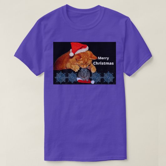 ネコ豚メリークリスマス動物おもしろいデザイン Tシャツ (デザイン正面)