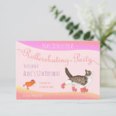 ネコ豚ローラースケートパーティー招待状（小） 招待状 (スタンド正面)