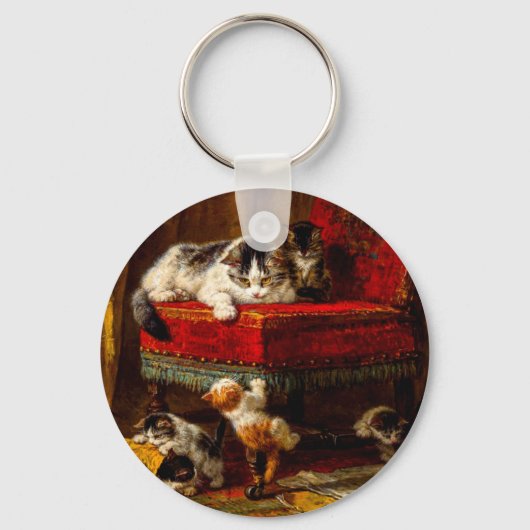 ネコ遊と子猫の椅子 キーホルダー (正面)